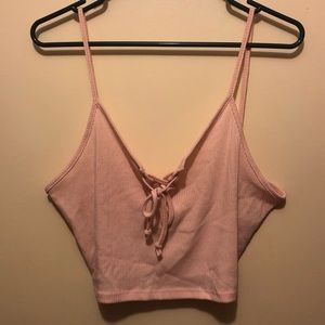 Crop lace up tank top